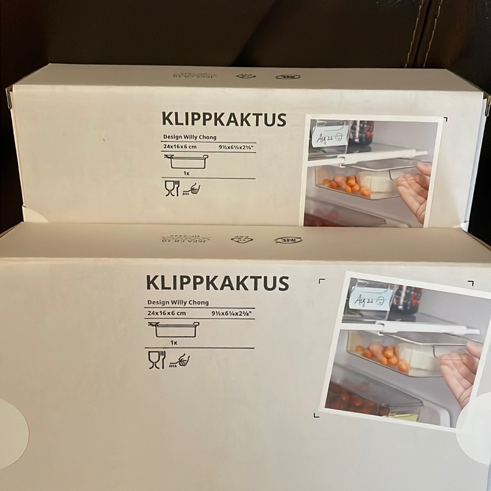 2 NEW IKEA KLIPPKAKTUS Fridge Slide-Out Under-Shelf Cold Storage Drawers